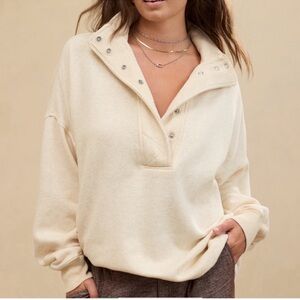 Aerie getaway quarter snap sweatshirt heater frost
